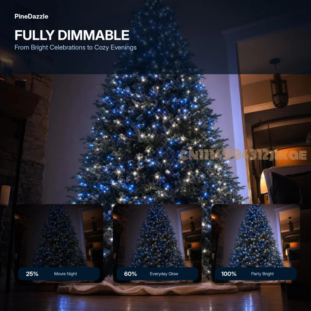 PineDazzle Smart Christmas Tree Lights - Change Your Tree from Your Phone, 400 Addressable LEDs Create 200+ Patterns